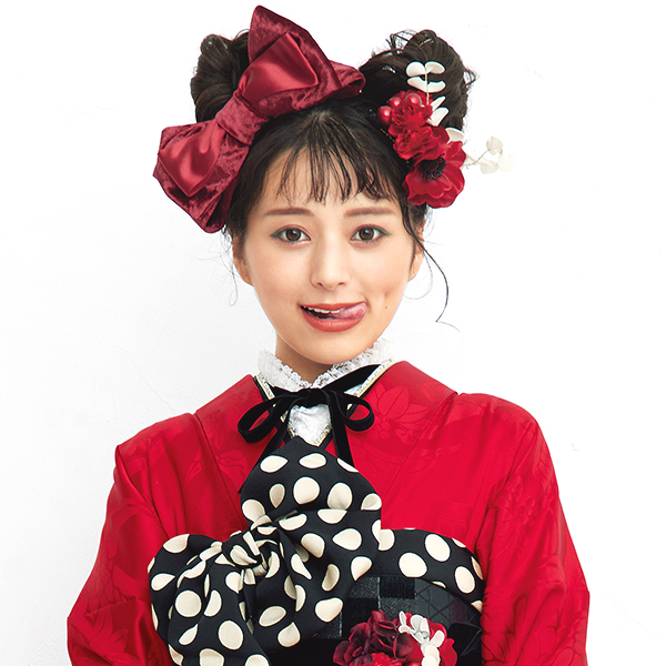 成人式振袖/卒業式袴/通販大人気刺繍衿】おしゃれベロアリボンレース半衿(個性派洋風) 黒/白｜【全国対応】振袖通販レンタルならFURISODE  DOLL（フリソデドール）by TAKAZEN|成人式振り袖・卒業式袴レンタルNo.1