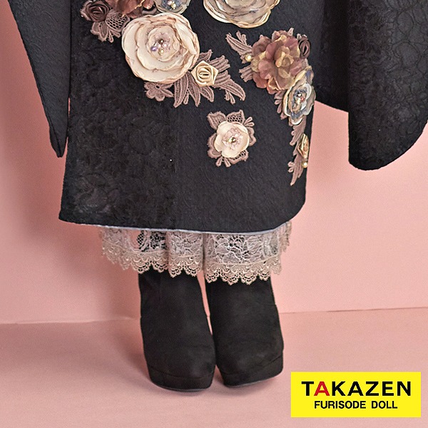 レースインナーネットレンタル　（レース素材つけ襟・袖・スカート・パールネックレスの4点セット）　モカ