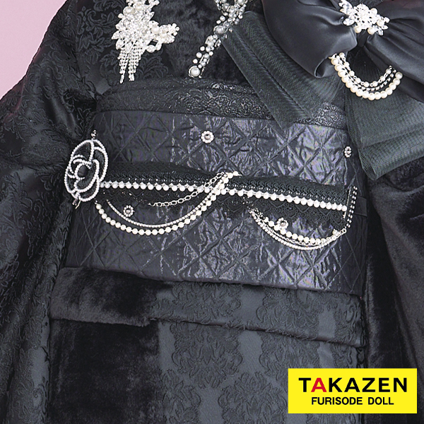 パール付きキルティング帯　黒/ブラック　かわいい　ドレッシー　ヘップバーン　ガーリーコーデ
