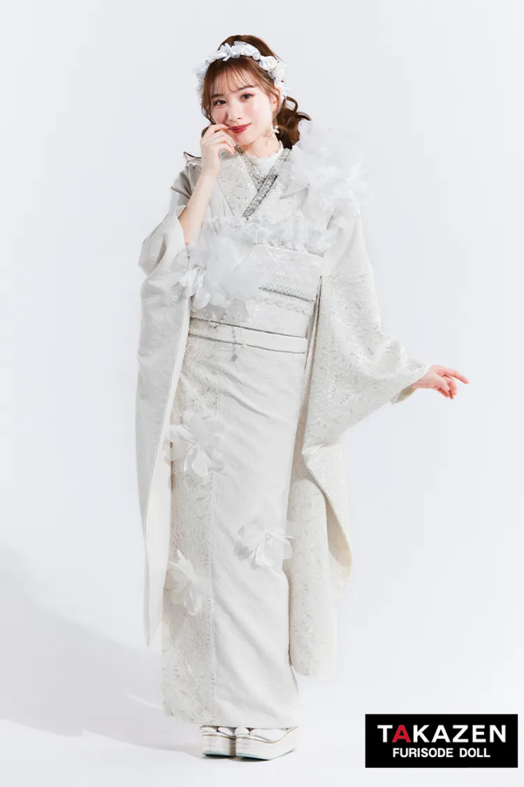 ヘップバーンchouchou　白/オールホワイト　かわいい　シフォンのお花付き/レース　異素材　おしゃれ　量産型　人とかぶらない　白宮みずほ　27018