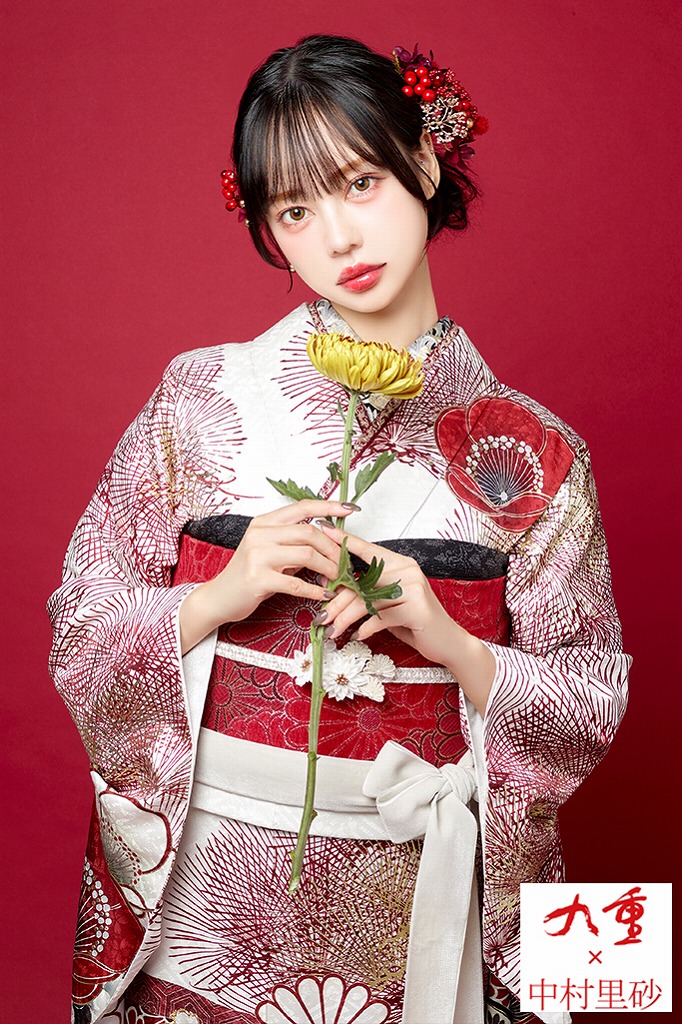 九重×中村里砂振袖ネットレンタル　白/赤/紅白　牡丹柄/梅柄/松柄　大人っぽい　綺麗　レトロ古典振袖　清楚　K1158