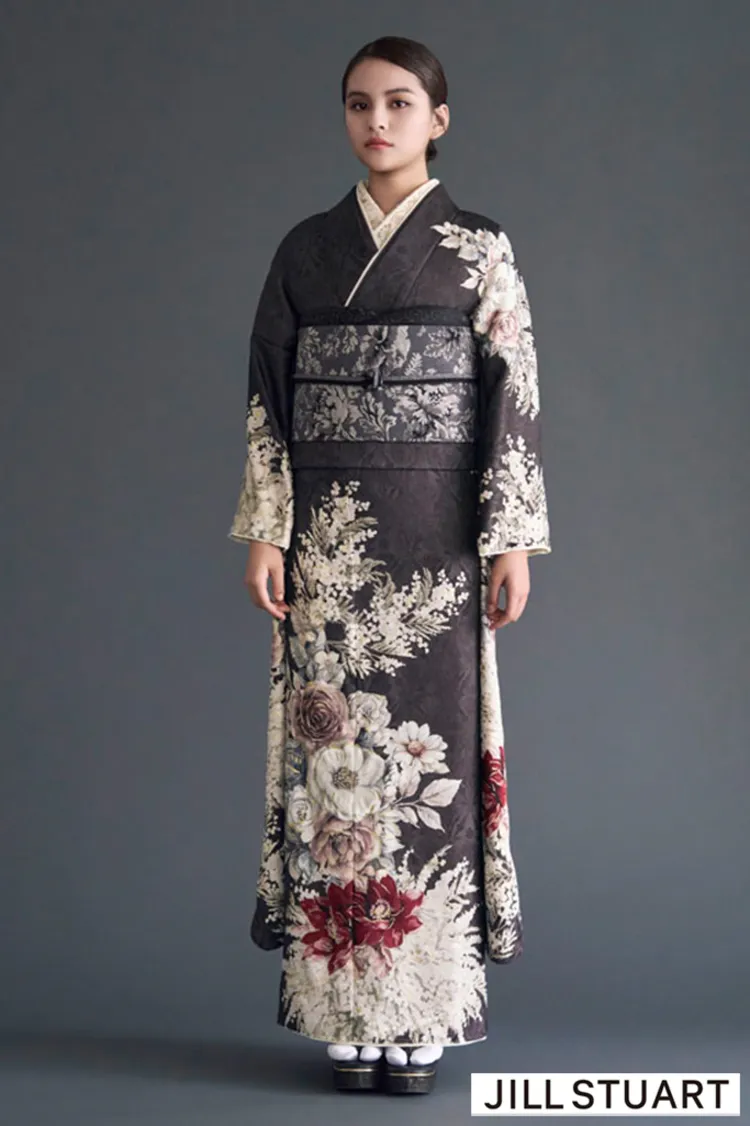 JILL STUARTブランド振袖ネットレンタル　グレー　ヴィンテージスタイル　シック　大人っぽい　きれいめ　　K1323