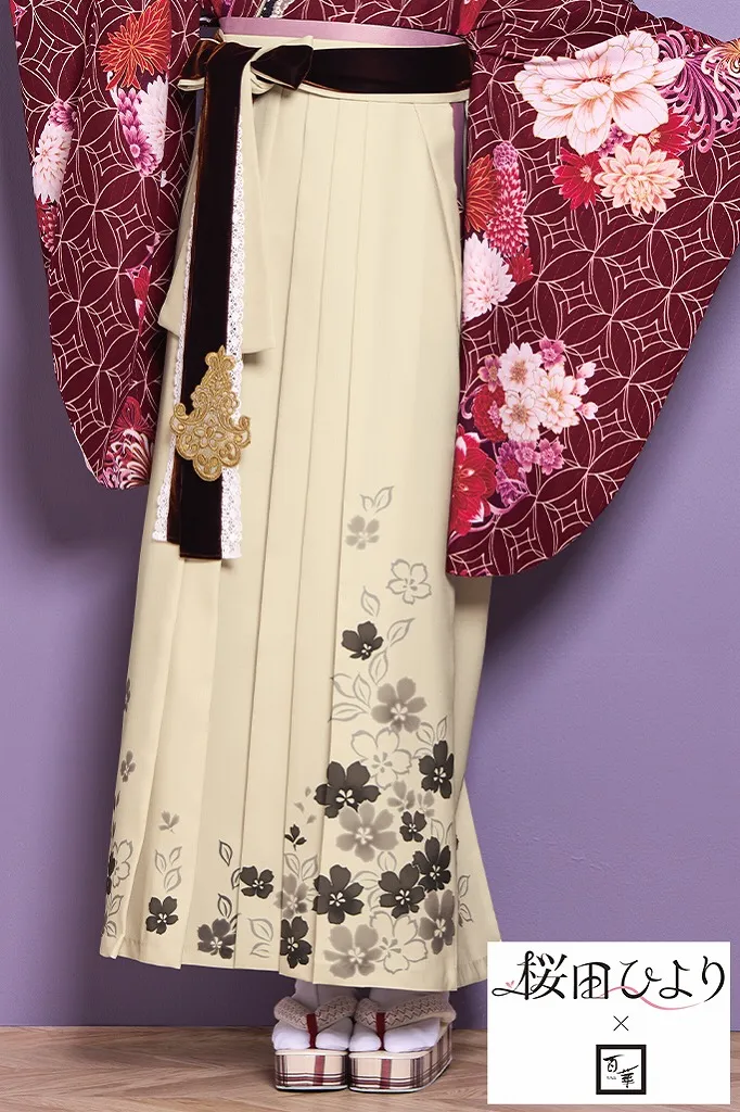 桜田ひより×志織ブランド袴ネットレンタル　エンジ/ワインレッド　七宝柄/古典柄　華やか　上品　かわいい　R26015