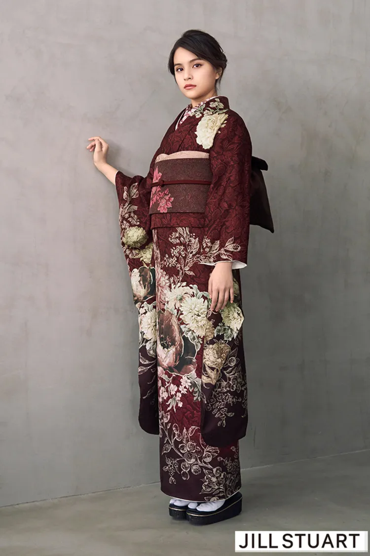 JILL STUARTブランド振袖ネットレンタル　ブラウン/茶　ヴィンテージスタイル　おしゃれ　ノスタルジック　シック　K1317