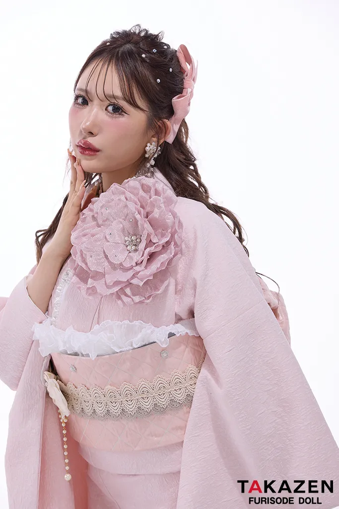 最新作ヘップバーンローズ　ピンク　薔薇付き　立体花　かわいい　エレガント　人とかぶらない　レースインナー/ブーツスタイル　伊藤桃々　ガーリーネットレンタル　　26008