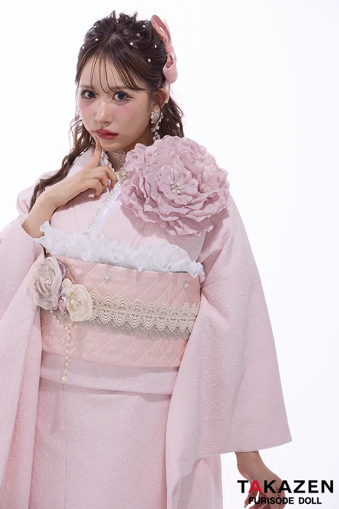 最新作ヘップバーンローズ　ピンク　薔薇付き　立体花　かわいい　エレガント　人とかぶらない　レースインナー/ブーツスタイル　伊藤桃々　ガーリーネットレンタル　　26008