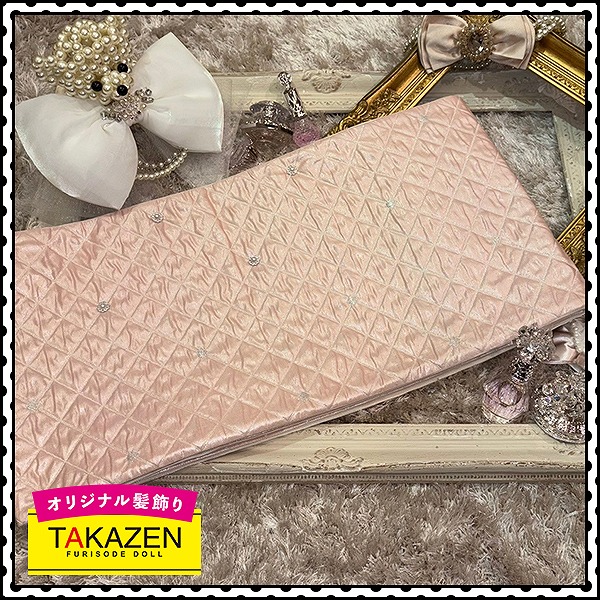 パール付きキルティング帯　ピンク　かわいい　ドレッシー　ヘップバーン　ガーリーコーデ