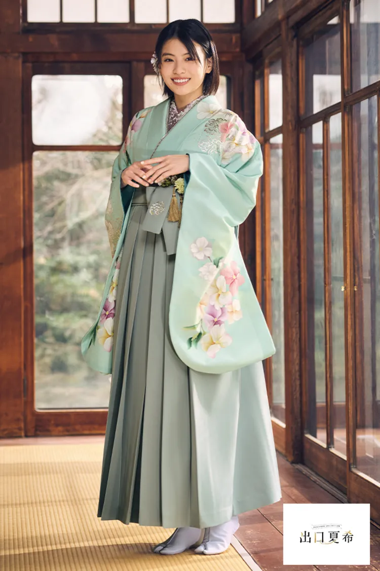 出口夏希ブランド袴ネットレンタル　正統派古典　ミントグリーン　古典柄　清楚　控えめ　おしとやか　ナチュラル　R26086