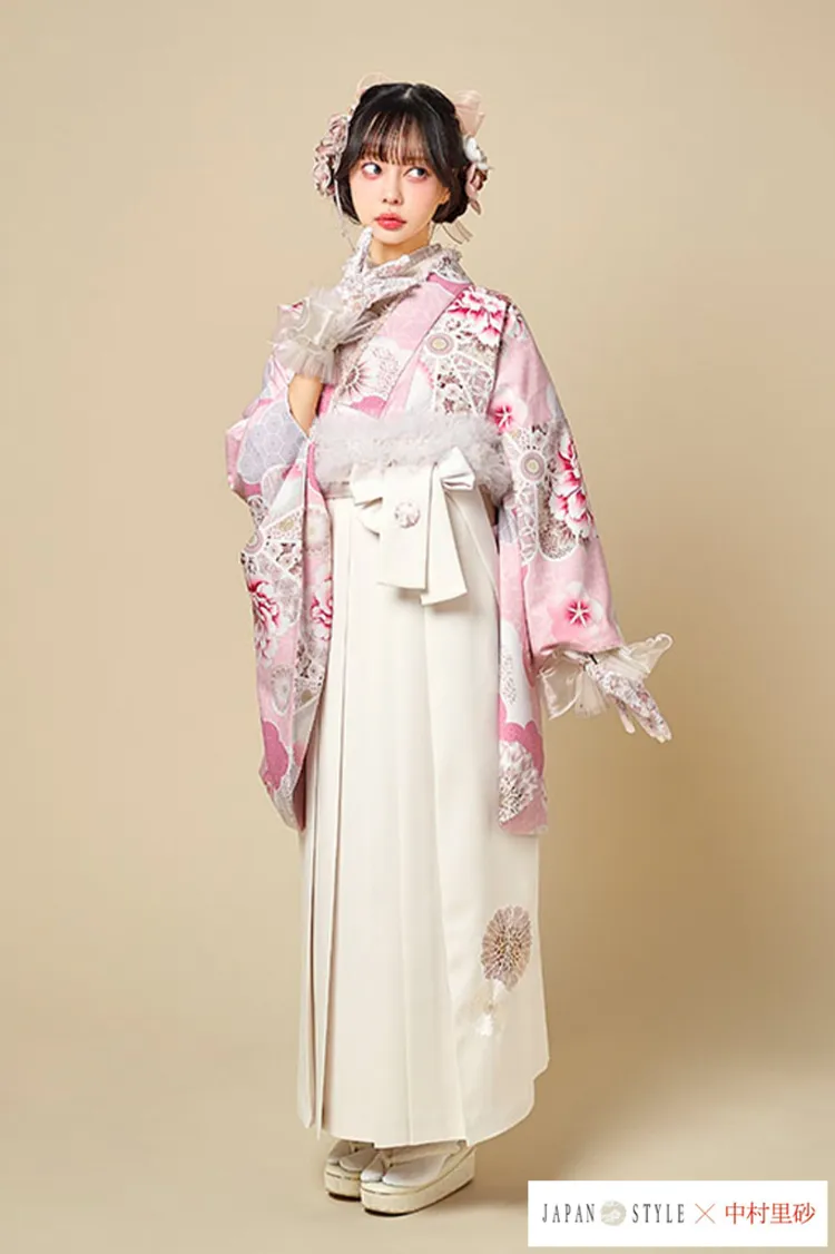 JAPAN STYLE×中村里砂ブランド袴ネットレンタル　ピンク　ガーリー　かわいい　量産型コーデ　おしゃれ　フェミニン　R26097