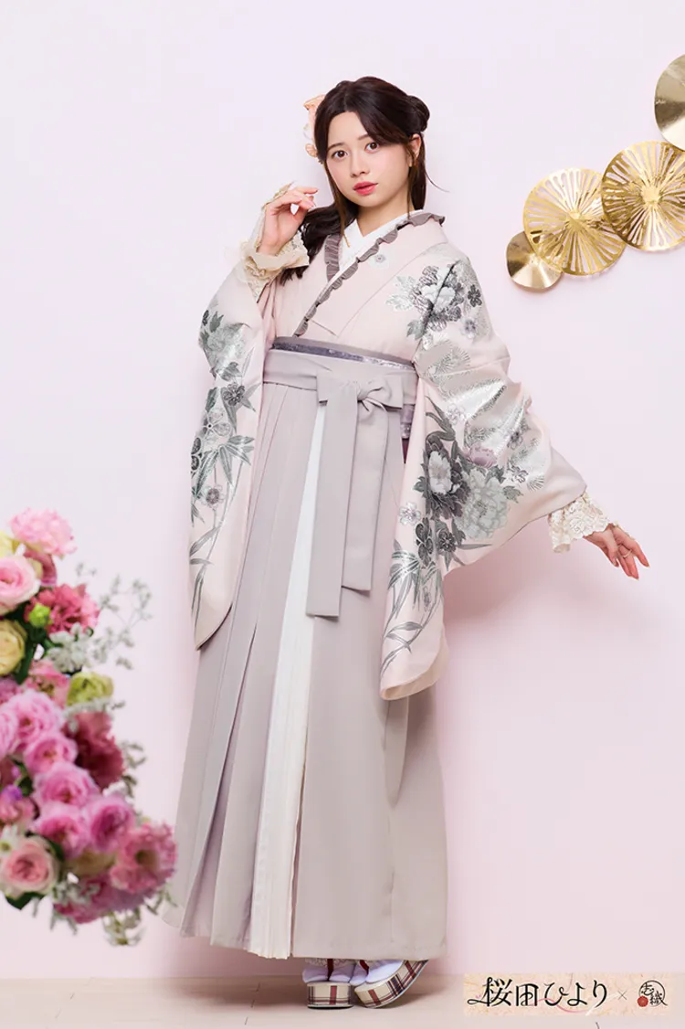 桜田ひよりブランド袴ネットレンタル　正統派古典　ピンク　くすみ系　控えめ　大人っぽい　プリーツ袴　R26091