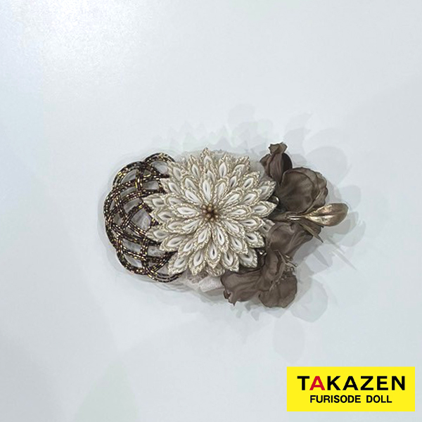 帯飾り　くすみカラー　帯留め/帯締め　華やか　プラスワン小物　ベージュ×エンジ/ブラウン(2種類)