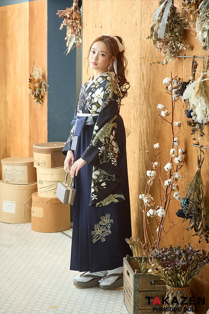 正統派古典　紺(黒に近い)　おしゃれ　上品　清楚　綺麗系　袴ネットレンタル　R26031