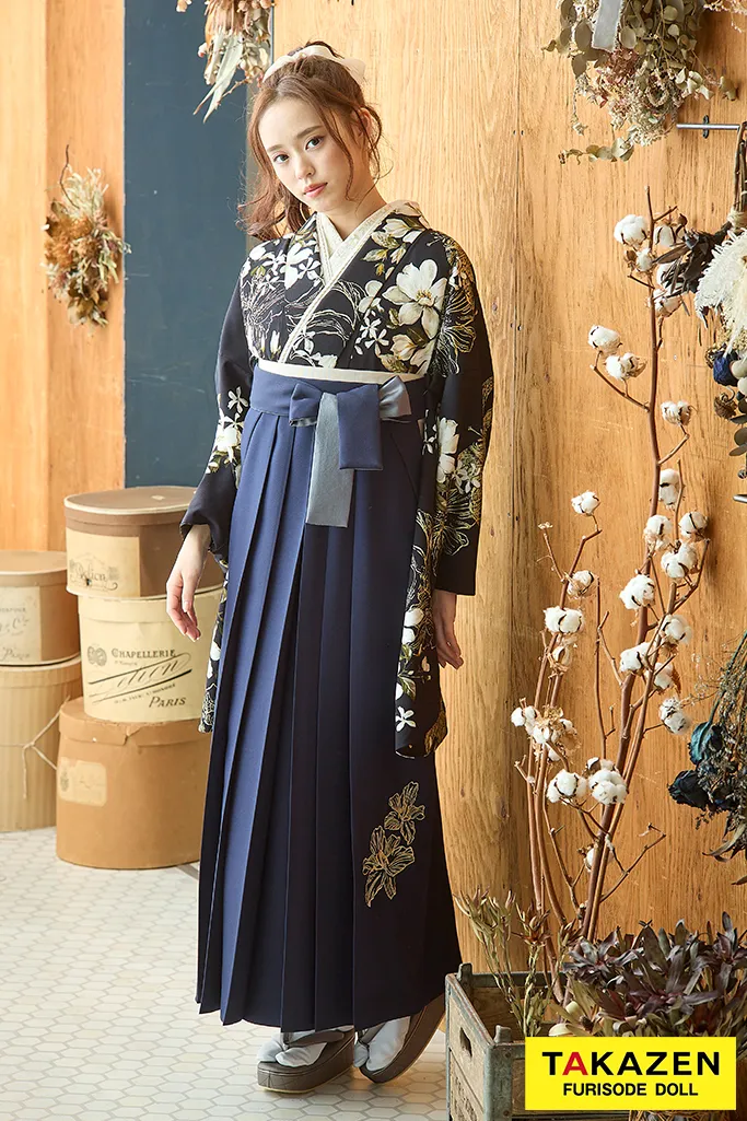 正統派古典　紺(黒に近い)　おしゃれ　上品　清楚　綺麗系　袴ネットレンタル　R26031
