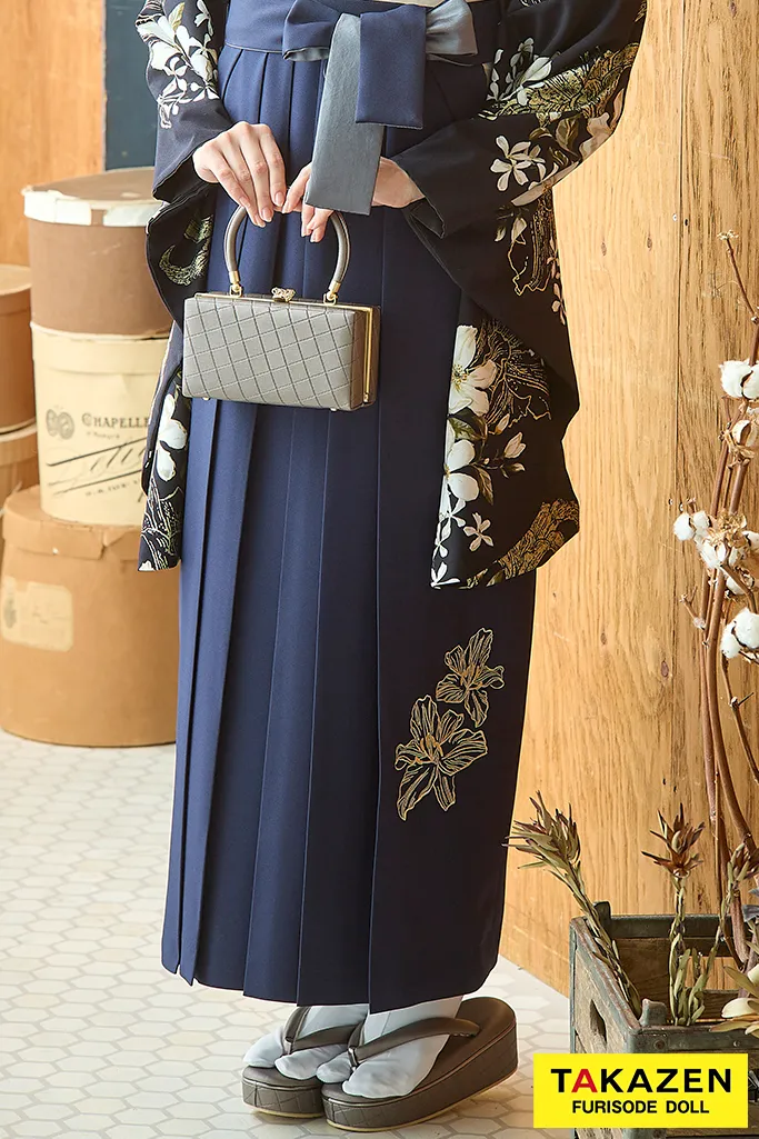 正統派古典　紺(黒に近い)　おしゃれ　上品　清楚　綺麗系　袴ネットレンタル　R26031