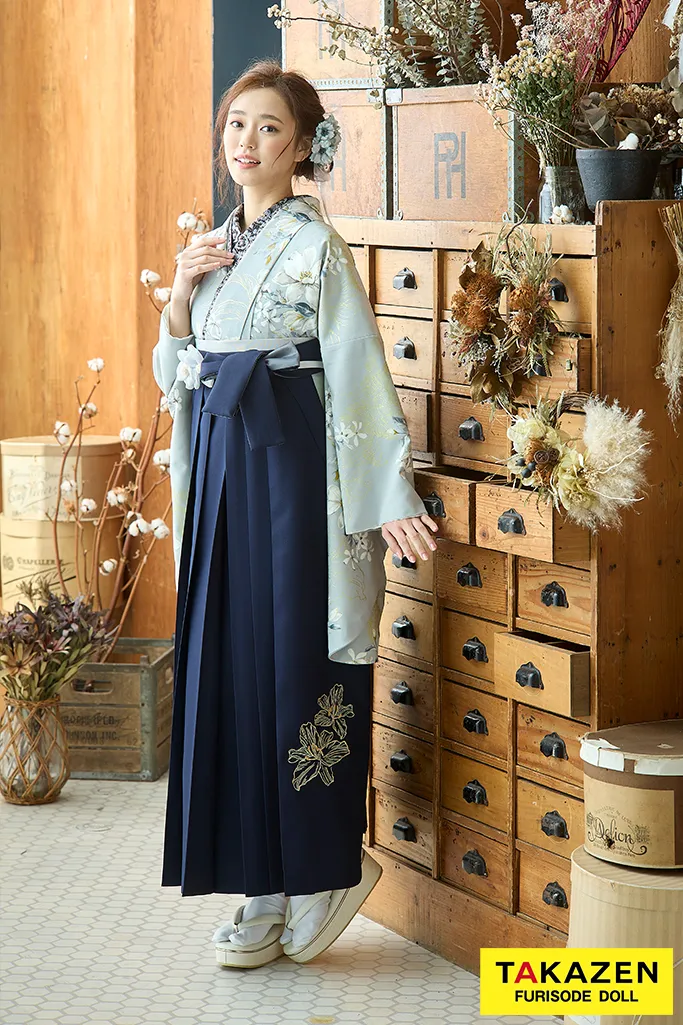 くすみカラーガーリー　水色/くすみ系　イマドキ　かわいい　清楚　綺麗系袴ネットレンタル　R26030