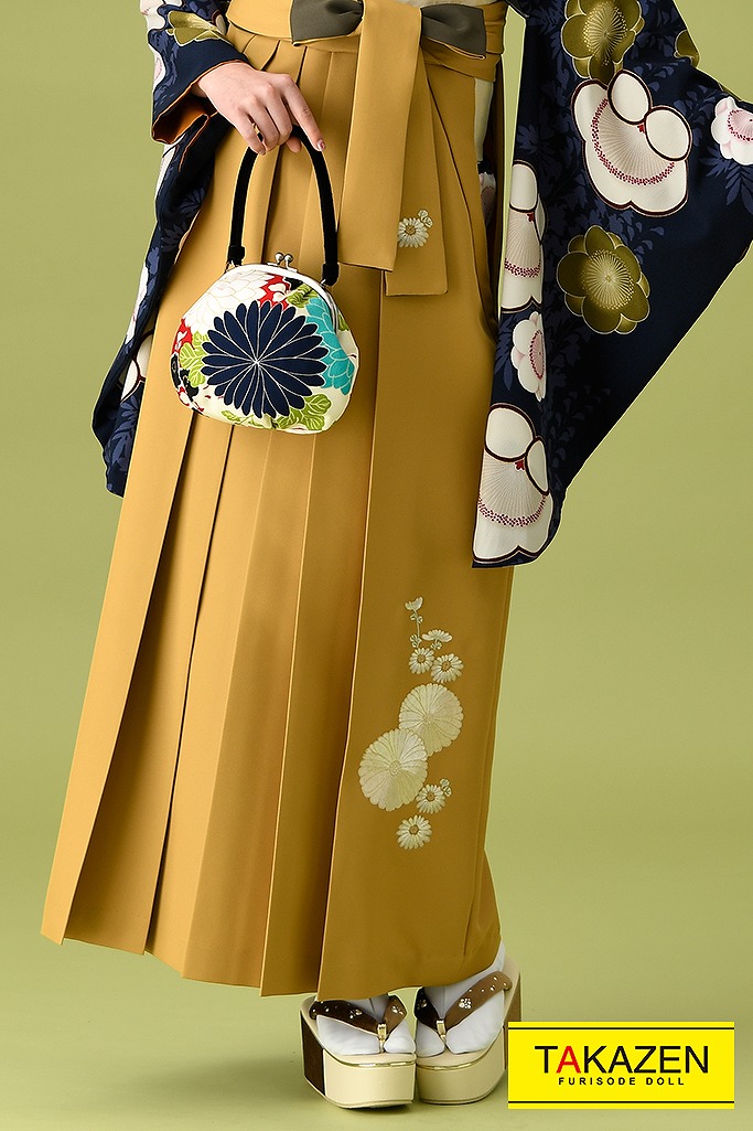 大人気アンティーク調古典袴ネットレンタル(かわいい梅柄)　ネイビー/グリーン/白　K22001
