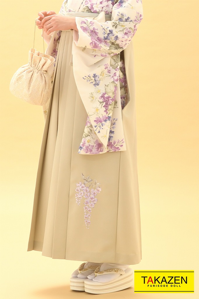 おしゃれニュアンスカラー袴ネットレンタル(同系色コーデ)　薄ベージュ/やわらかい色　K23002