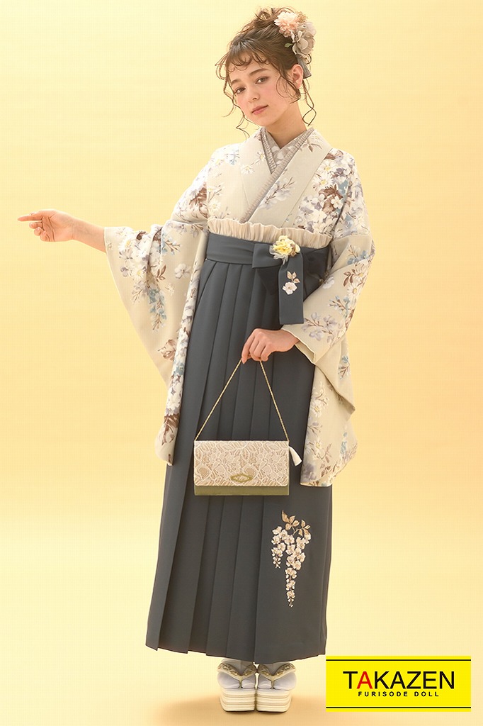 人気量産型ダスティーカラー袴ネットレンタル(淡色コーデ)　くすみグレー　K23003