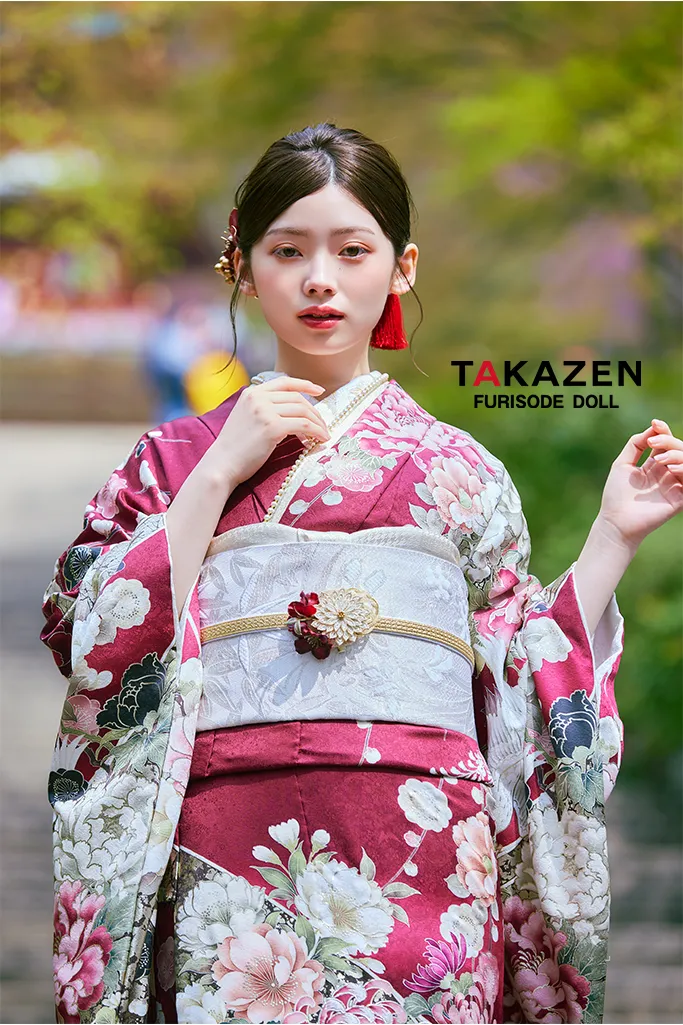 正統派古典　ワインレッド/エンジ　鶴柄/乱菊　大人っぽい　綺麗系　華やか　清楚　美しい　振袖ネットレンタル　LB45