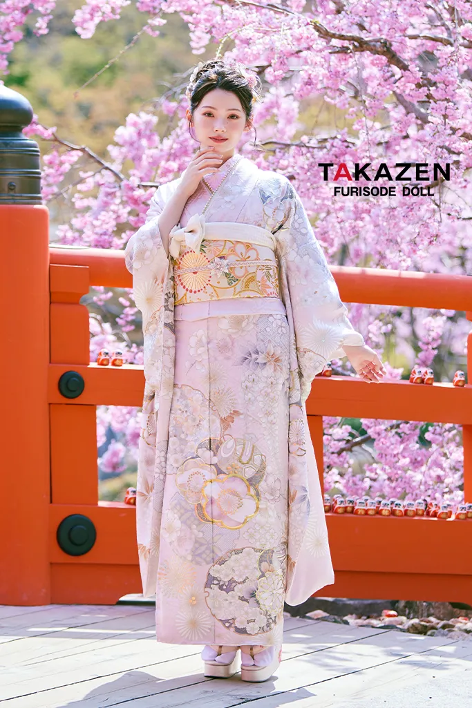 正統派古典　ピンク/淡い色　かわいい振袖　桜柄/打ち出の小槌　はんなり　上品　きれいめ　振袖ネットレンタル　LB47