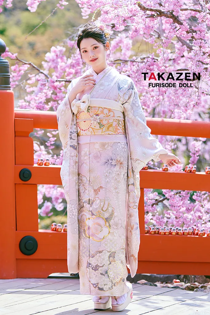正統派古典　ピンク/淡い色　かわいい振袖　桜柄/打ち出の小槌　はんなり　上品　きれいめ　振袖ネットレンタル　LB47