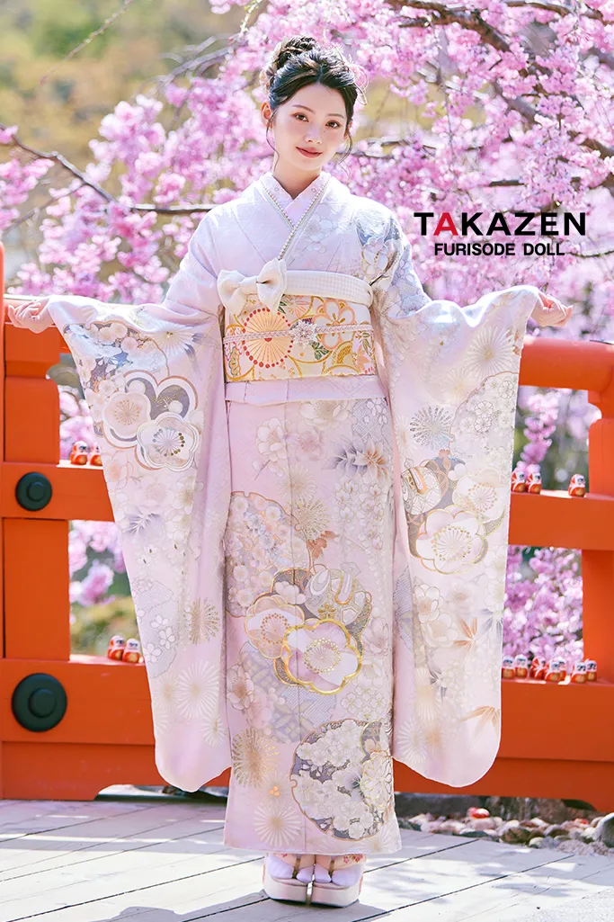 正統派古典　ピンク/淡い色　かわいい振袖　桜柄/打ち出の小槌　はんなり　上品　きれいめ　振袖ネットレンタル　LB47