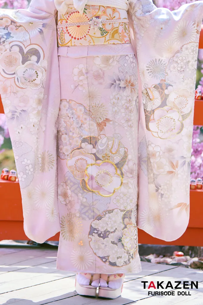 正統派古典　ピンク/淡い色　かわいい振袖　桜柄/打ち出の小槌　はんなり　上品　きれいめ　振袖ネットレンタル　LB47
