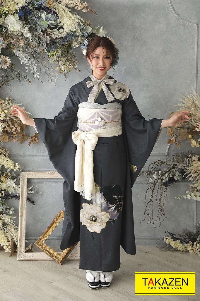 玉城ティナ×紅一点　グレー　ワンポイント柄/バラ柄　シンプル　大人っぽい　ダスティーカラー　ブーツスタイル　YK215