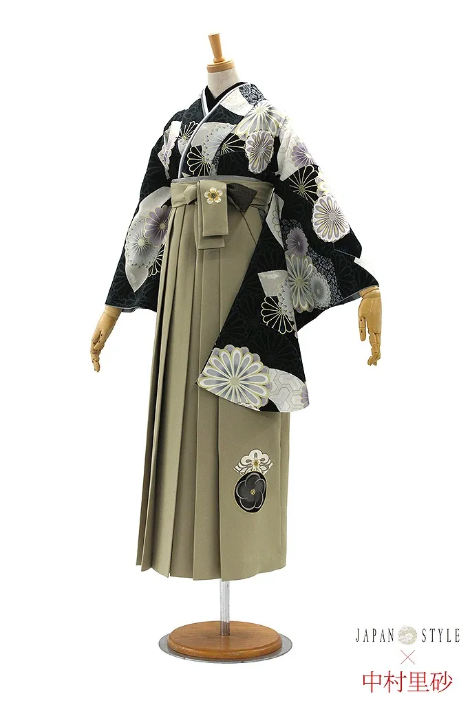 JAPANSTYE×中村里砂ブランド袴ネットレンタル　濃紺　菊柄　モダン　上品　清楚　大人っぽい　R26035