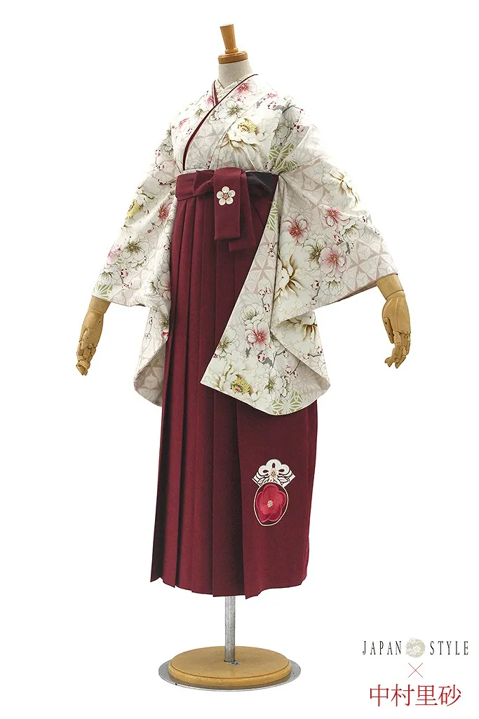 JAPANSTYE×中村里砂ブランド袴ネットレンタル　くすみピンク/淡い色　牡丹柄/八重桜　かわいい　綺麗系　清楚　R26037