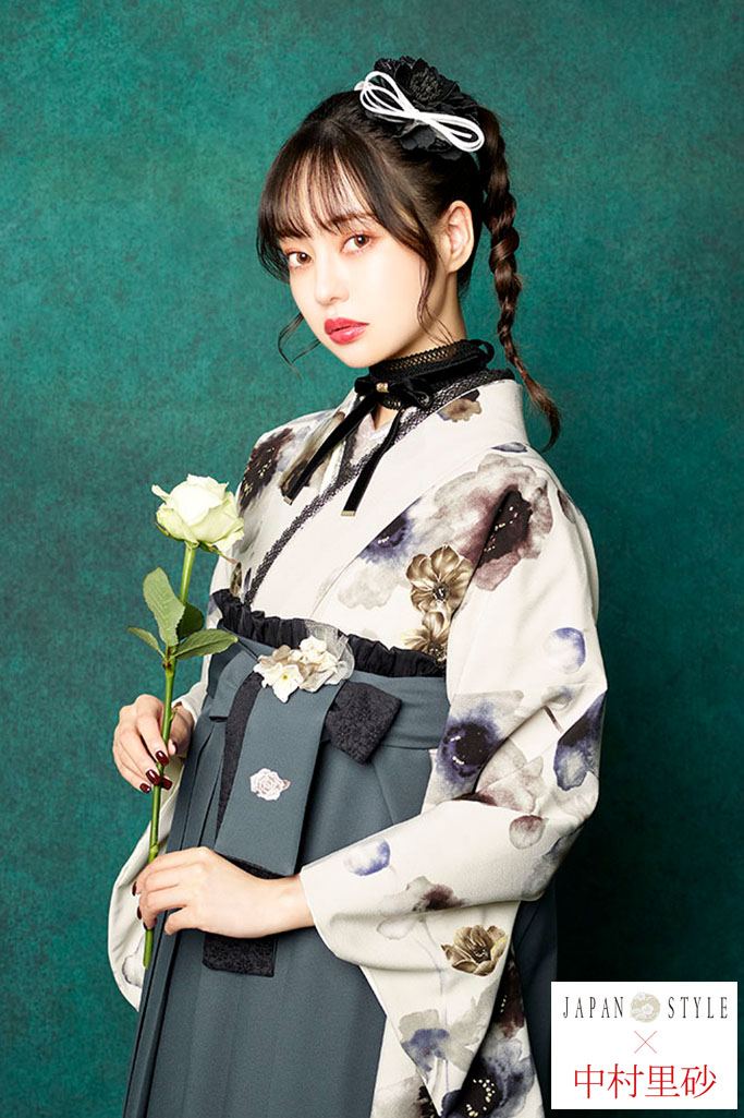 JAPAN STYLE×中村里砂袴通販　白/グレー　大人っぽい　淡色　ヴィンテージスタイル　人気　R23038