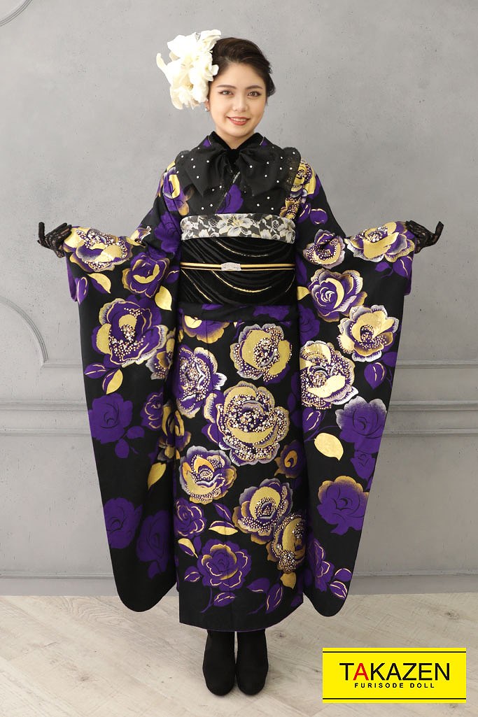 最高級豪華個性派ヘップバーン(スワロフスキー付き)　黒/紫/金YK187