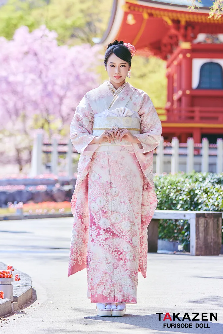 最新作高級古典　ピンク　辻が花　関芳　最高級金彩刺繍絞り友禅　ラメ入り生地　かわいい　煌びやか　綺麗　スワロフスキー付き振袖ネットレンタル　天翔天音　LB56