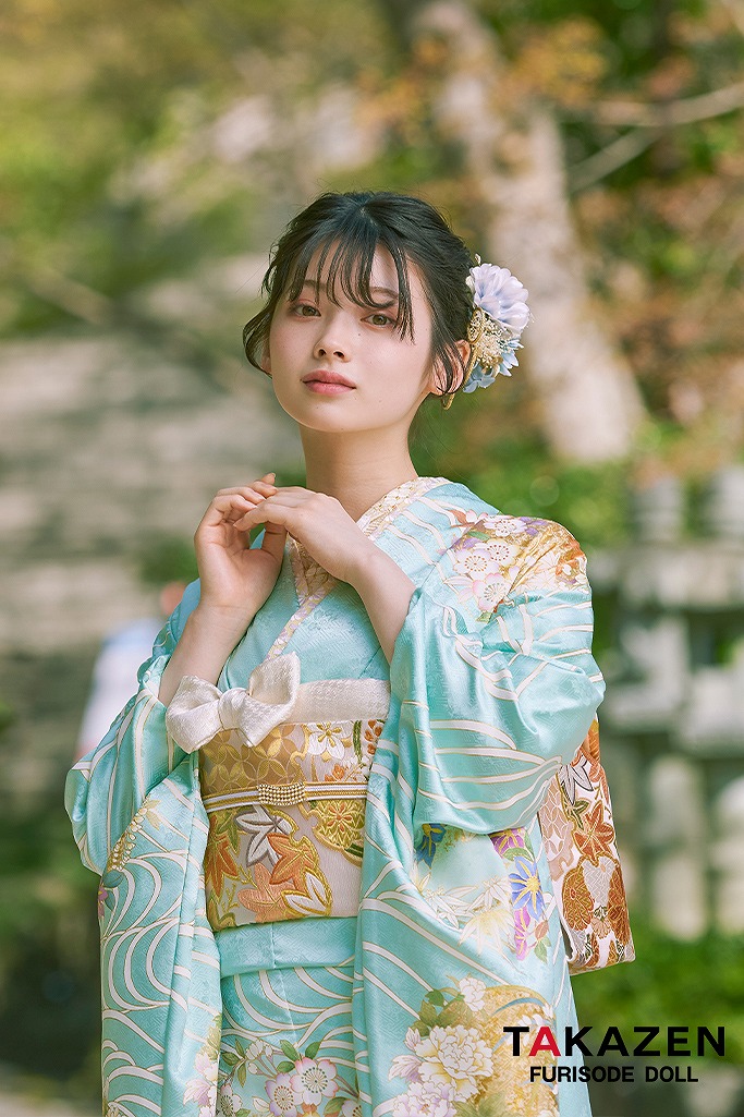 プレミアム古典　水色　最高級手描友禅/吉澤織物　上品　清楚　綺麗　上質　南琴奈　高級振袖ネットレンタル　LB33