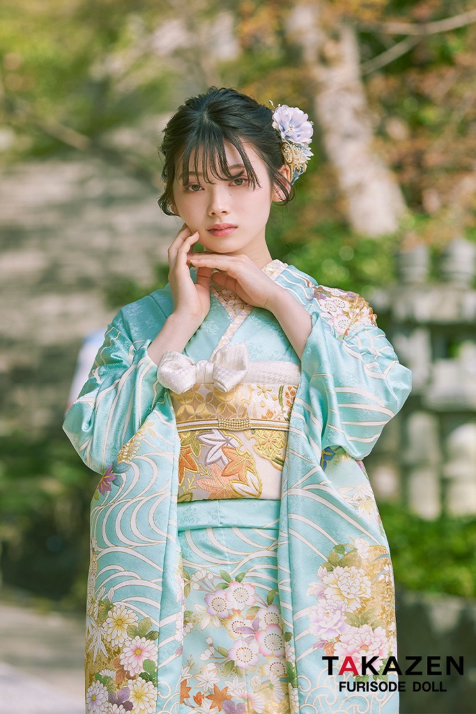 プレミアム古典　水色　最高級手描友禅/吉澤織物　上品　清楚　綺麗　上質　南琴奈　高級振袖ネットレンタル　LB33