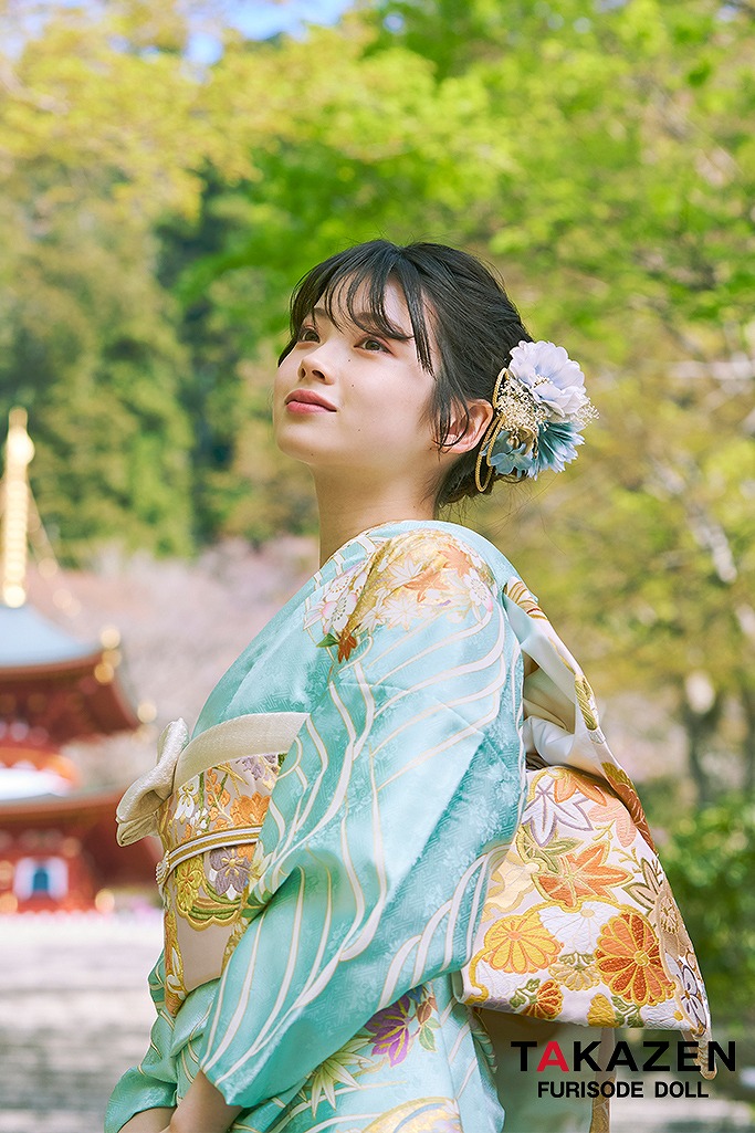 プレミアム古典　水色　最高級手描友禅/吉澤織物　上品　清楚　綺麗　上質　南琴奈　高級振袖ネットレンタル　LB33