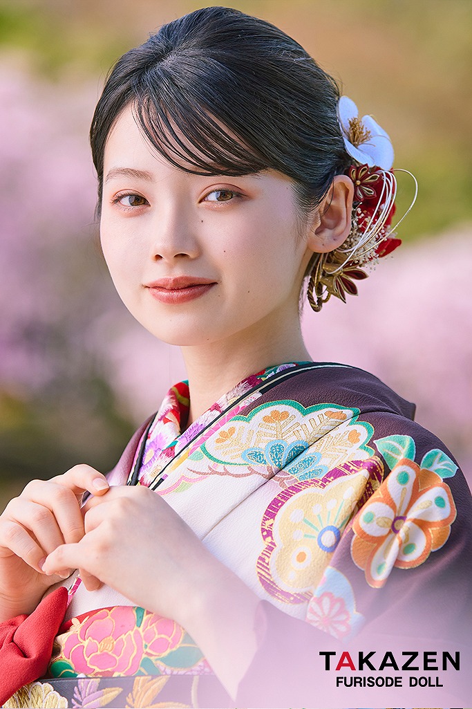 プレミアム古典　白/ブラウン(茶色)　吉澤織物　こっぽりウサギ　はんなり　かわいらしい　南琴奈　最高級振袖ネットレンタル　LB34