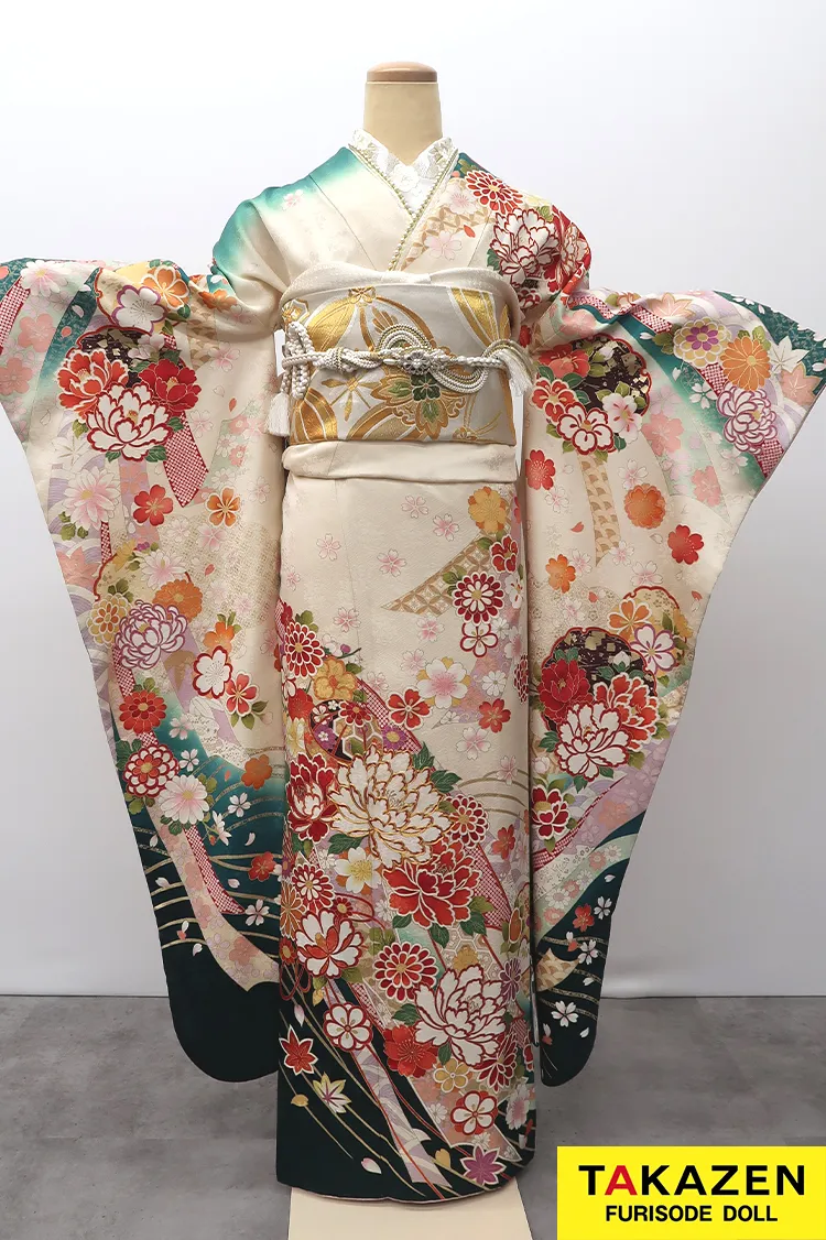 安い！正統派古典 白/グリーン(緑色) ボタン柄 綺麗 グラデージョン