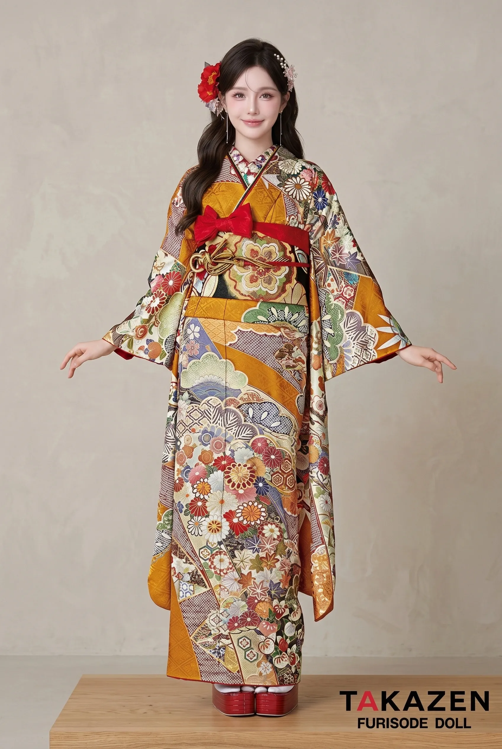 正統派古典　からし　熨斗柄/菊柄　柄小さめ　上品　柄多め　かわいい　今どき　人気振袖　25068