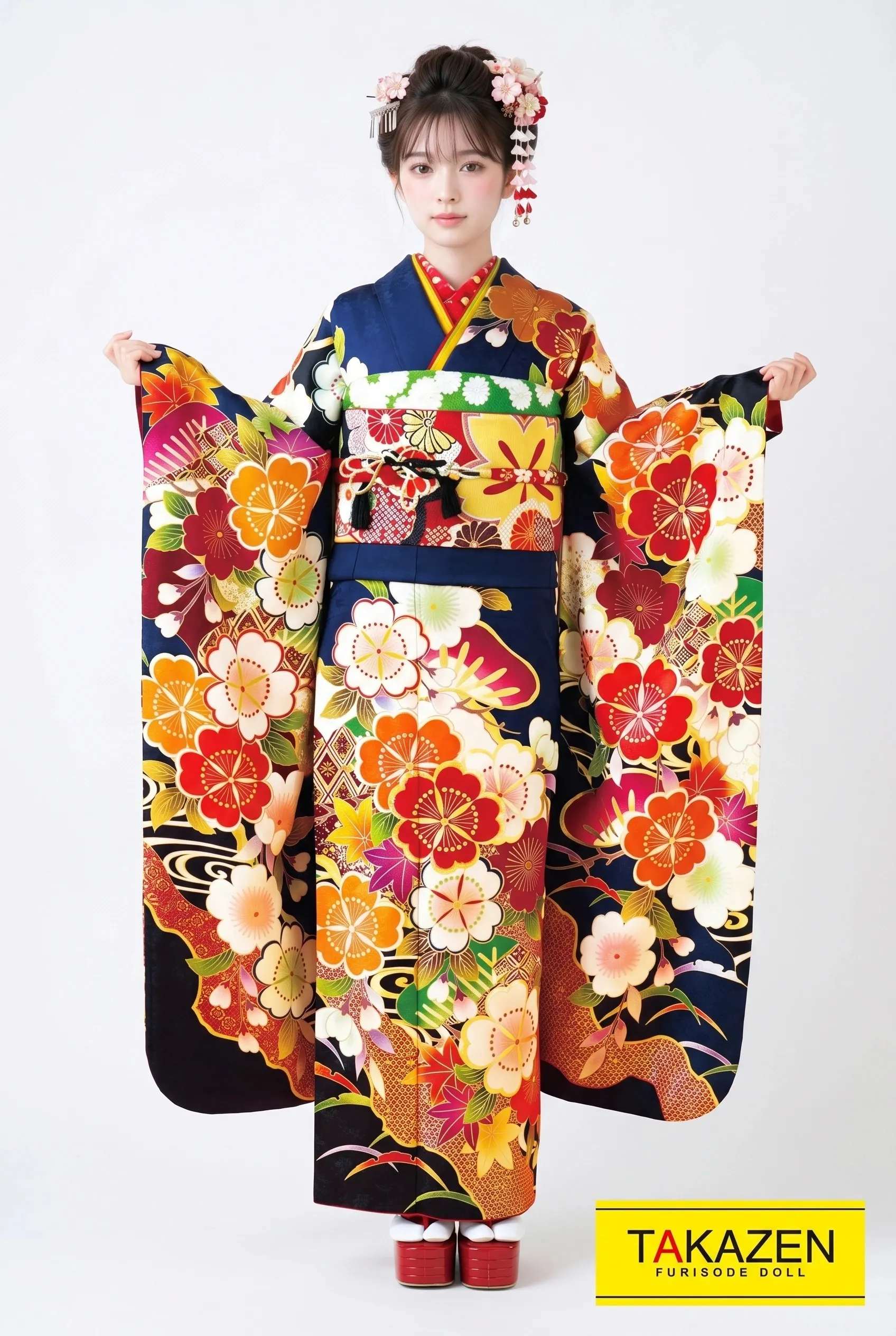 紺色の成人式の振袖ネットレンタル｜FURISODE DOLL（フリソデドール