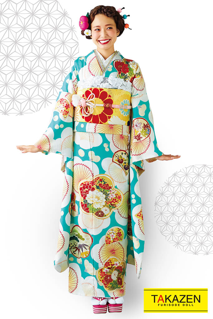 成人式人気振袖 着物 通販レンタル 個性的おしゃれレトロポップ古典 お得で安い 白 ブルー 水色 3 全国対応 振袖レンタルならフリソデドール 成人式振り袖 卒業式袴レンタルno 1