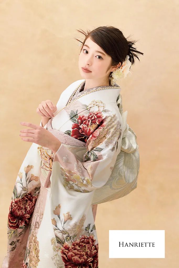 正統派古典　薄ピンク/淡い色　牡丹柄　くすみ系　かわいい　やわらかい印象　おしとやか振袖ネットレンタル　K1208