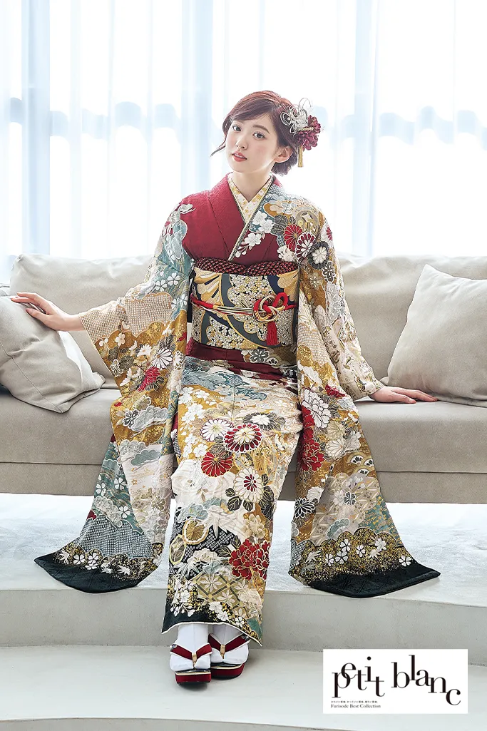 正統派古典　赤　菊柄　王道　綺麗　上品　柄小さめ　定番　はんなり　振袖ネットレンタル　K1209