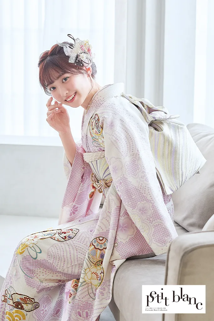正統派古典　ピンク/淡い色　鞠柄　絞り風　かわいい　上品　はんなり　おしとやか振袖ネットレンタル　K1210