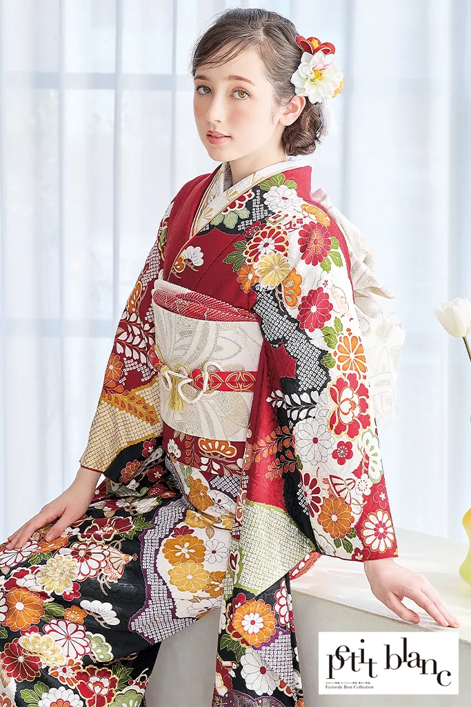正統派古典　赤/赤地　藤の花/菊柄　清楚　定番　人気　上品　はんなり　柄小さめ振袖ネットレンタル　K1218