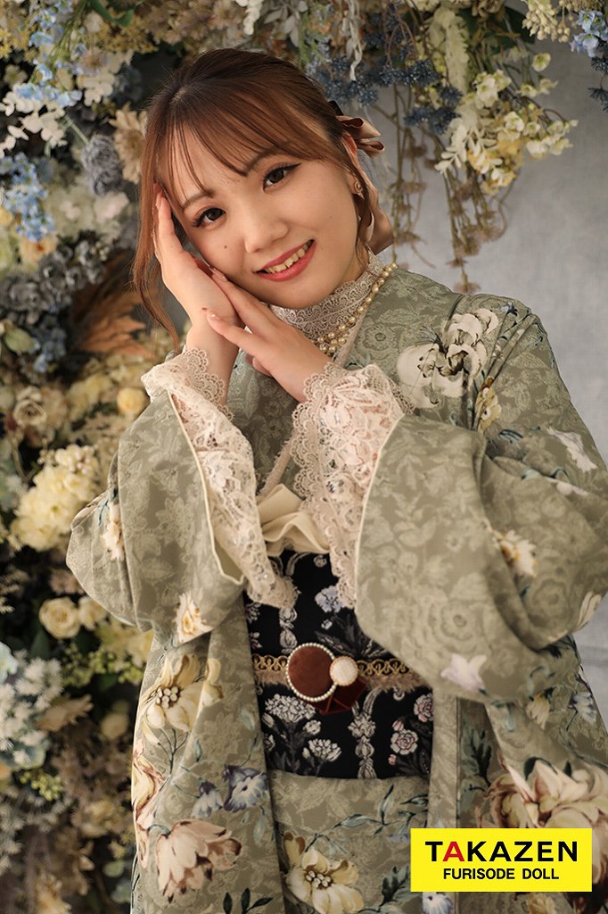 JILLSTUART(ジルスチュアート)振袖ネットレンタル　モスベージュ/くすみグリーン　かわいい　人気　今どき　K623