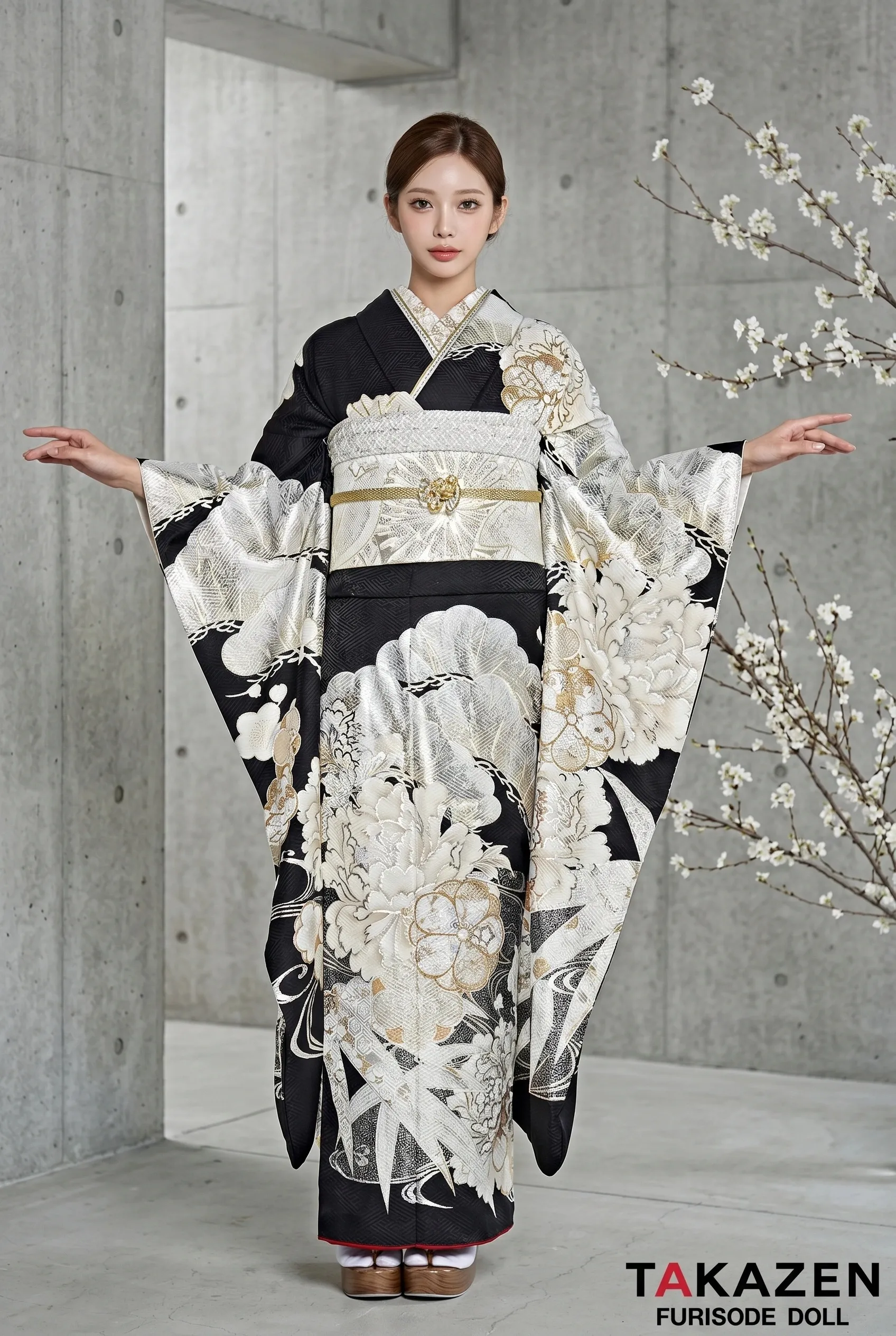 粋古典　黒/黒ベース　吉祥文様　大人っぽい　渋い　かっこいい　シック　弓ライカ　25075