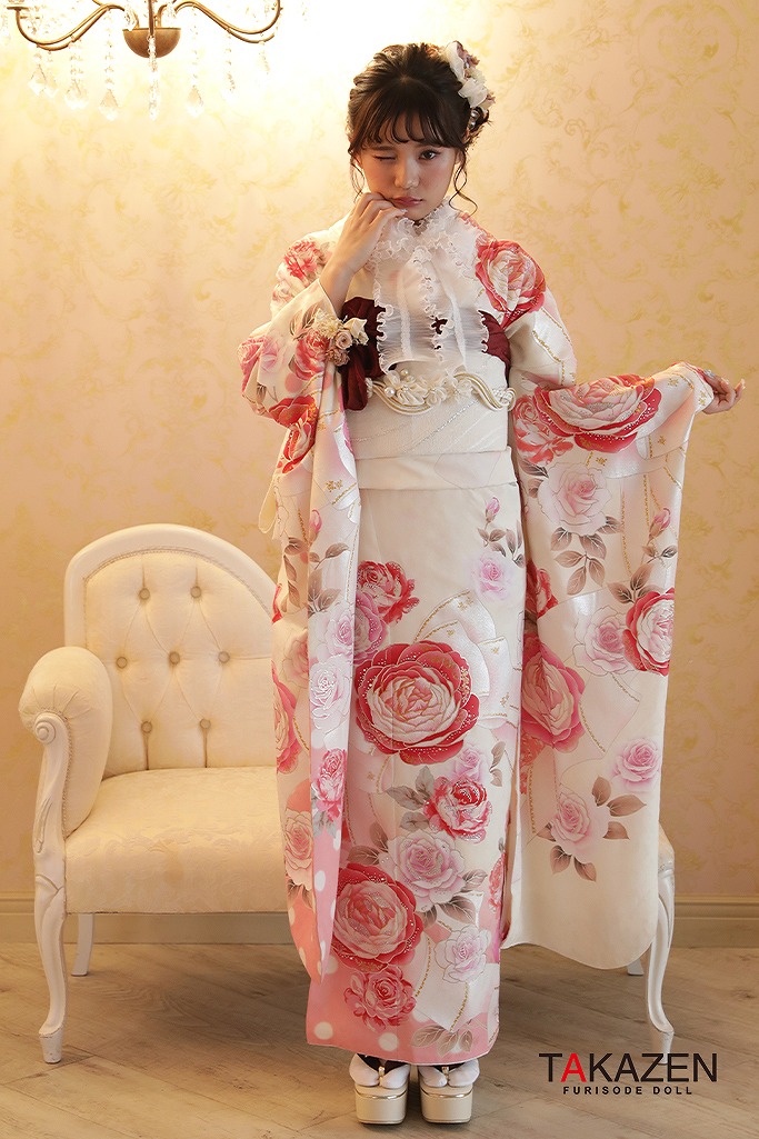 プリンセス風ゆめかわガーリー振袖ネットレンタル アイドルカラー 白 ピンク G41 全国対応 振袖 袴通販レンタルならfurisode Doll フリソデドール By Takazen 成人式振袖 卒業式袴ecレンタルno 1