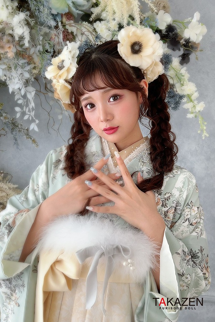 キュートガーリー ミントグリーン ニュアンス柄 フェミニン