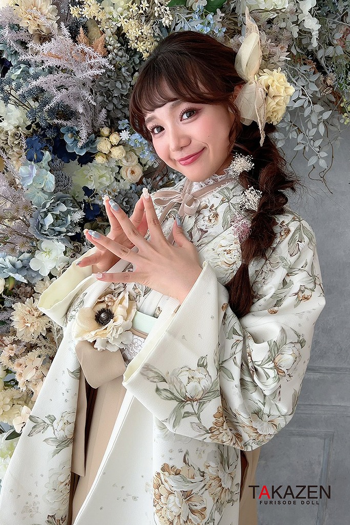 キュートガーリー　アイボリー　儚げ　おしゃれ　かわいい　淡色ガーリー袴ネットレンタル　GH2